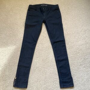 Level 99 Blue Pin-Striped Skinny Jeans with Ankle Zip